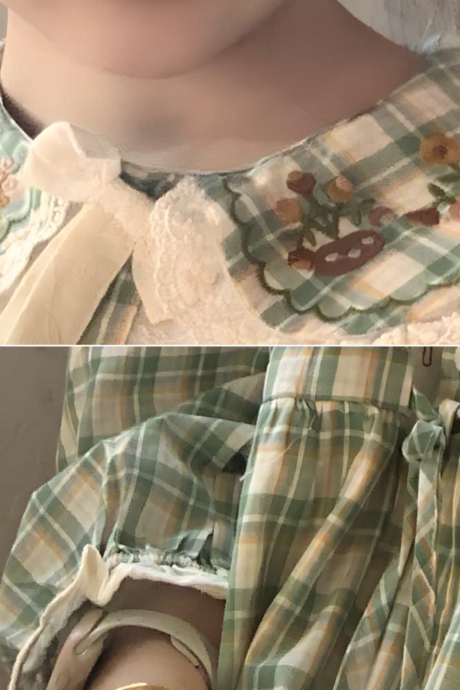 Forest Plaid Lace Up Long Dress Mori Kei Fashion