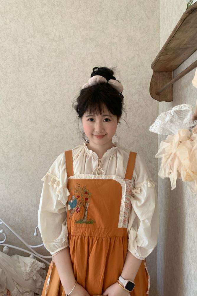 Retro Orange Salopette Mori Kei Clothing