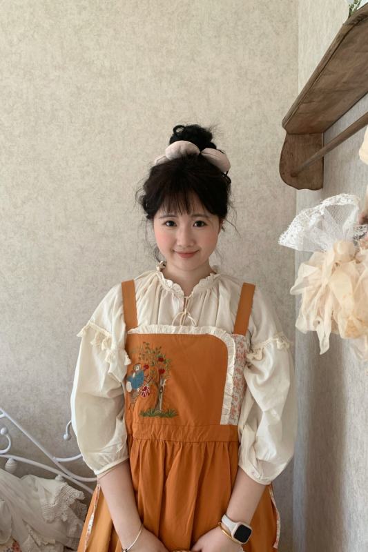 Retro Orange Salopette Mori Kei Clothing