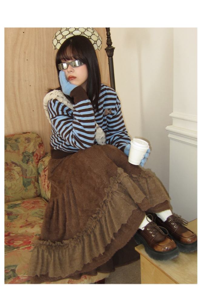 Cream Puffs French Lacework Skirt White Mori Kei Clothes