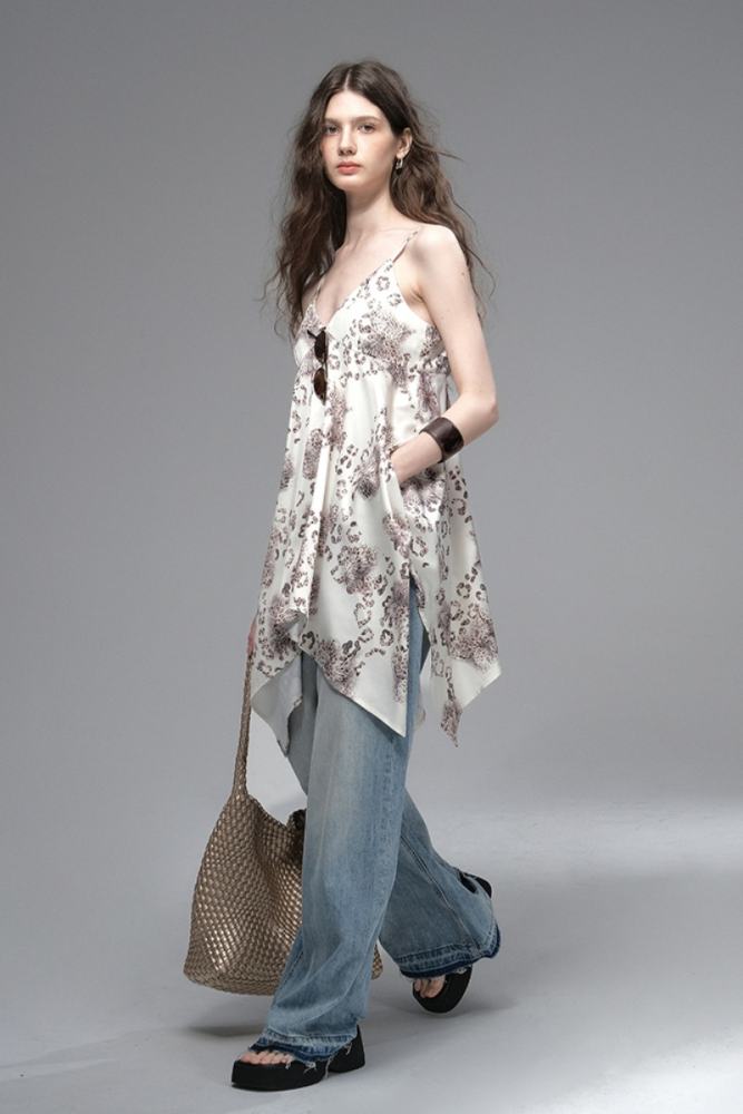 Bronze Moonlight Irregular Printed Top Modern Clothes