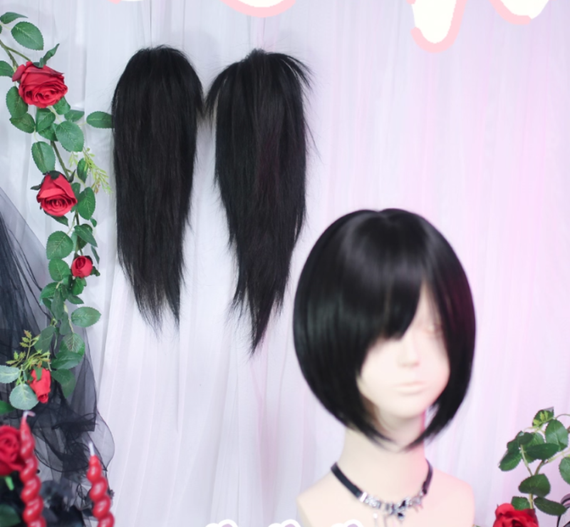 Dalao Home Gothic Short Wig and Ponytail Claw Clips