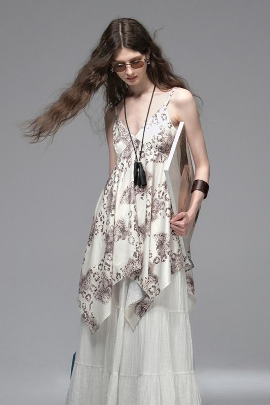 Bronze Moonlight Irregular Printed Top Modern Clothes