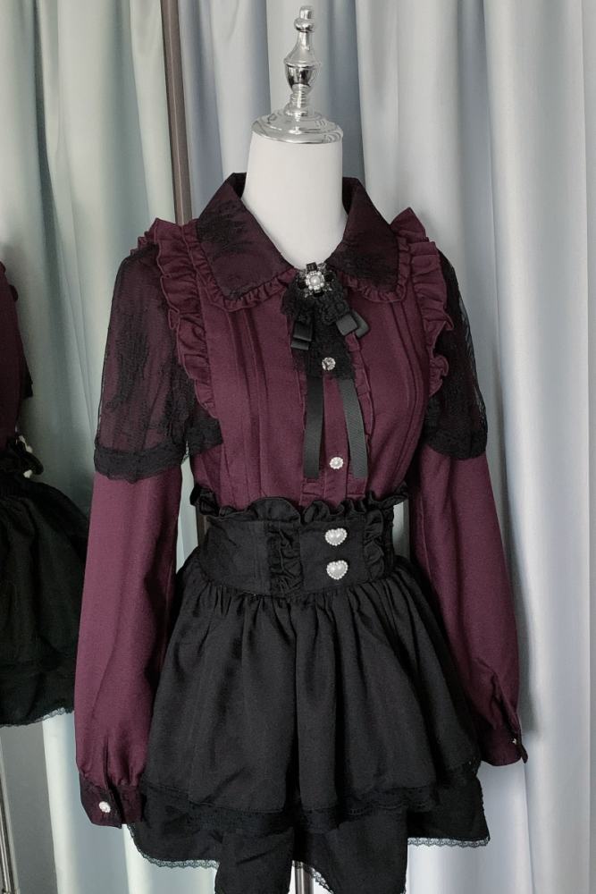 Pink Rabbit Night Prayer Japanese Lacework Set Black Jirai Kei Outfits