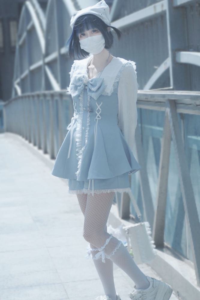 Pink Rabbit Longing Letter Japanese Set Blue Jirai Kei Clothes