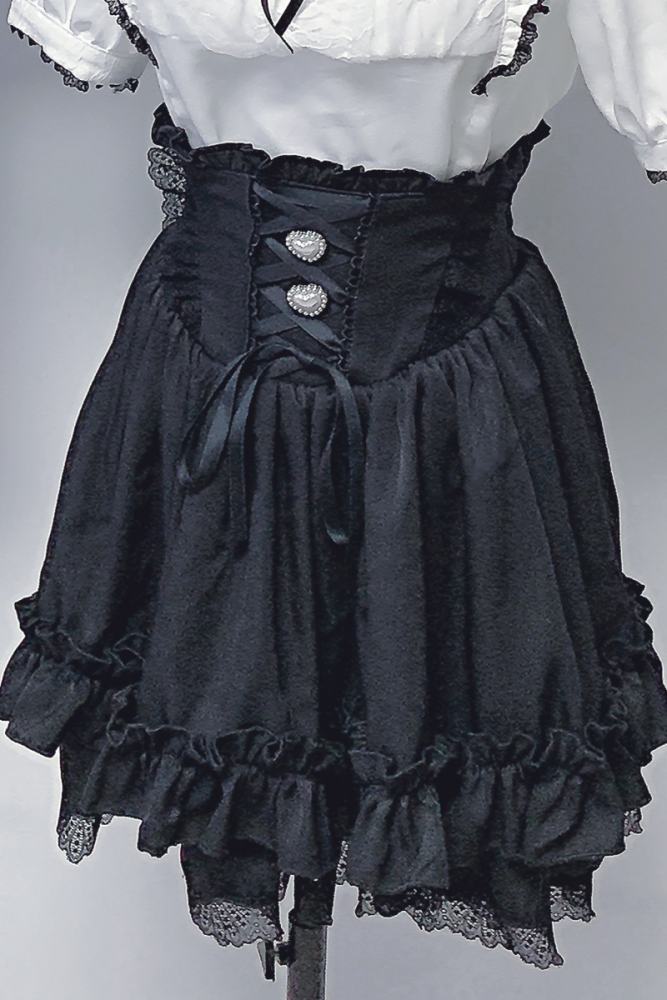 Pink Rabbit Thousand Layer Dream Japanese Lace Skirt Black Jirai Kei Clothing