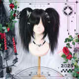 Dalao Home Gothic Short Wig and Ponytail Claw Clips