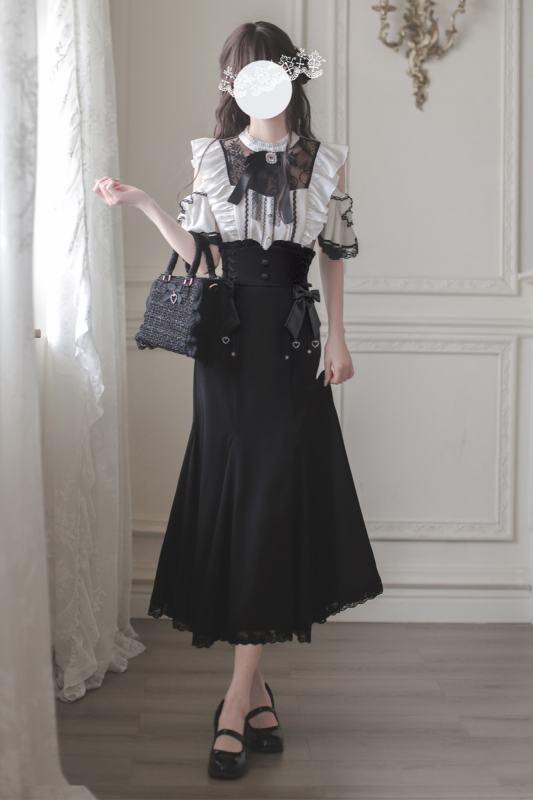 Hutaomu Chizuru Japanese Fishtail Skirt Black Jirai Kei Clothes