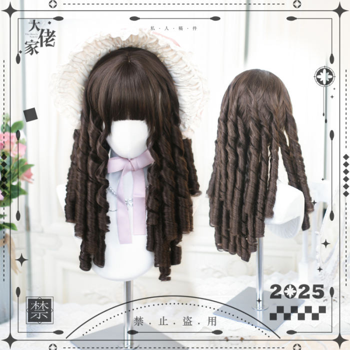 Dalao Home Golden Thread Roman Curls Long Lolita Wig
