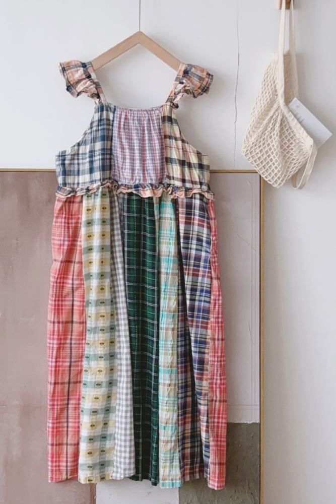 Travel Flowers Plaid Sleeveless Dress Mori Kei Clothing