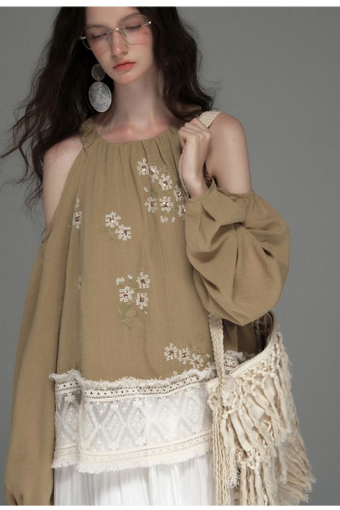 Freire Castle Retro Off Shoulder Top Mori Kei Fashion