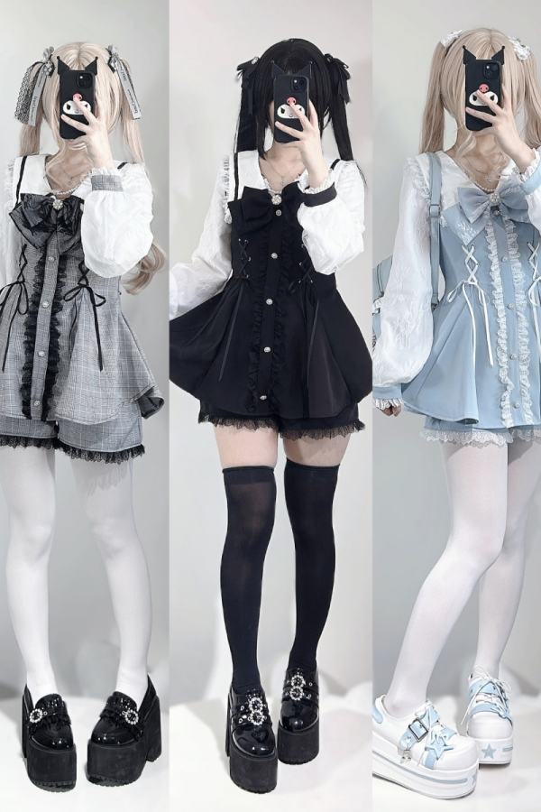 Pink Rabbit Longing Letter Japanese Set Blue Jirai Kei Clothes