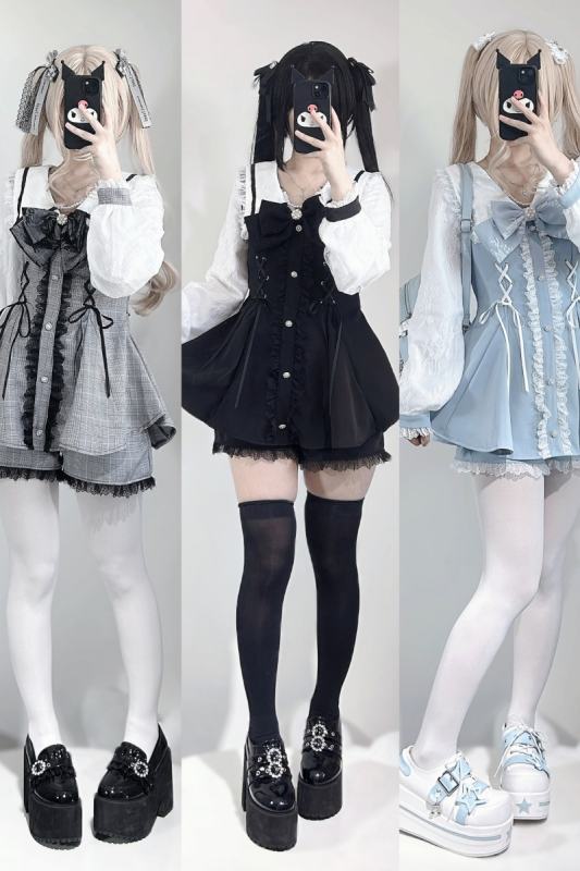 Pink Rabbit Longing Letter Japanese Set Blue Jirai Kei Clothes