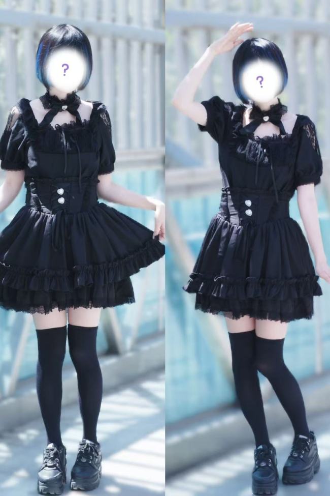 Pink Rabbit Thousand Layer Dream Japanese Lace Skirt Black Jirai Kei Clothing