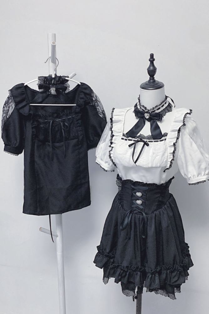 Pink Rabbit Thousand Layer Dream Japanese Lace Skirt Black Jirai Kei Clothing