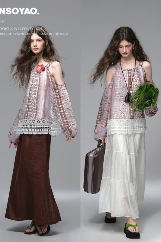 Wandering Petal Bohemian Off Shoulder Top Mori Kei Clothing