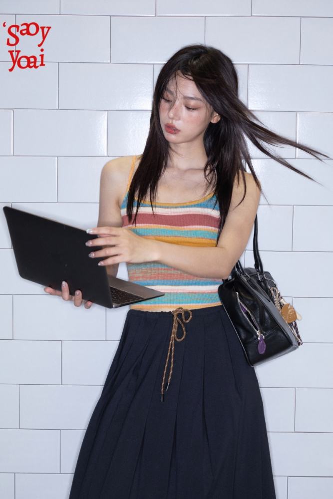 Rainbow Melody Hollowed Cardigan Modern Outfits