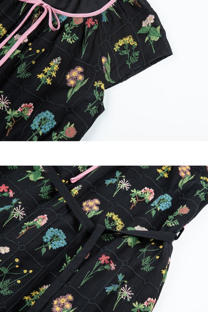 Wild Rose Retro Embroidered Floral Dress Mori Kei Clothes