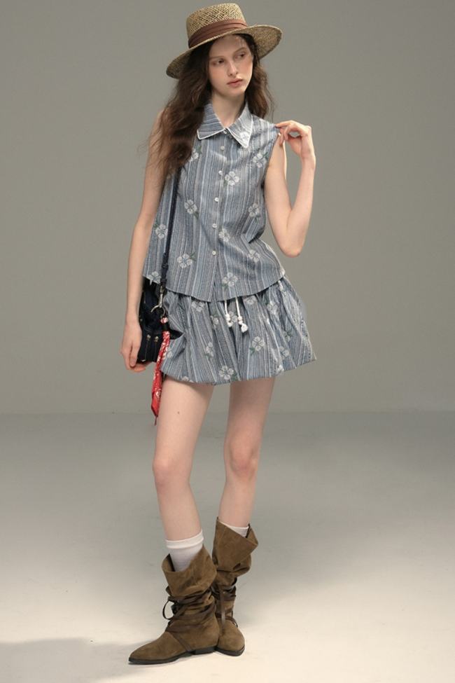 Retro Embroidered Flower Bud Skirt Modern Clothing