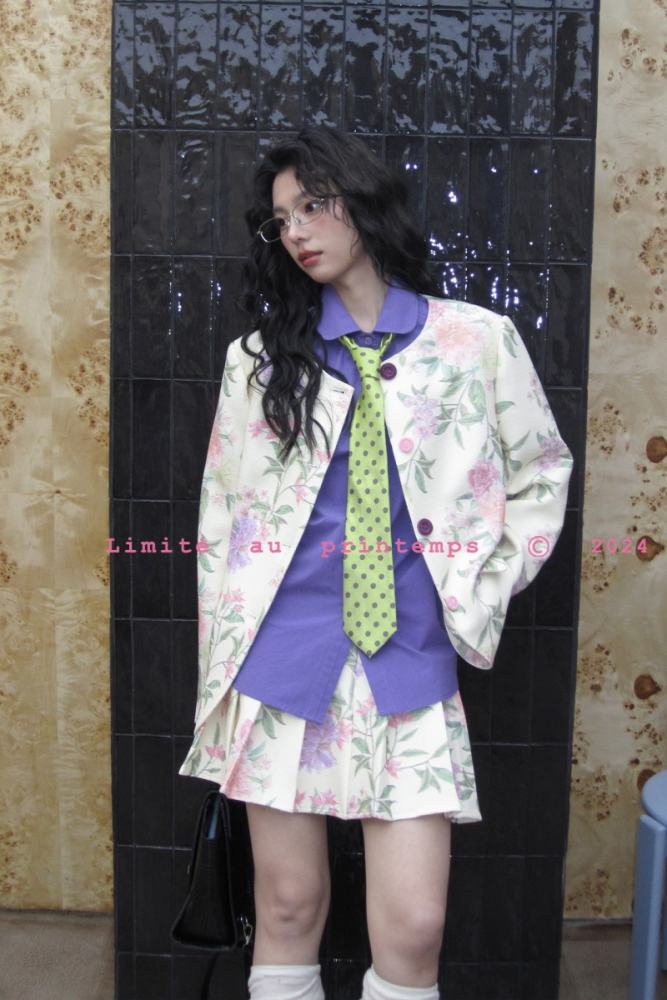 Burrata Floral Print Pleated Skirt Modern Mori Kei Outfits