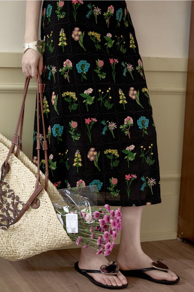 Wild Rose Retro Embroidered Floral Dress Mori Kei Clothes