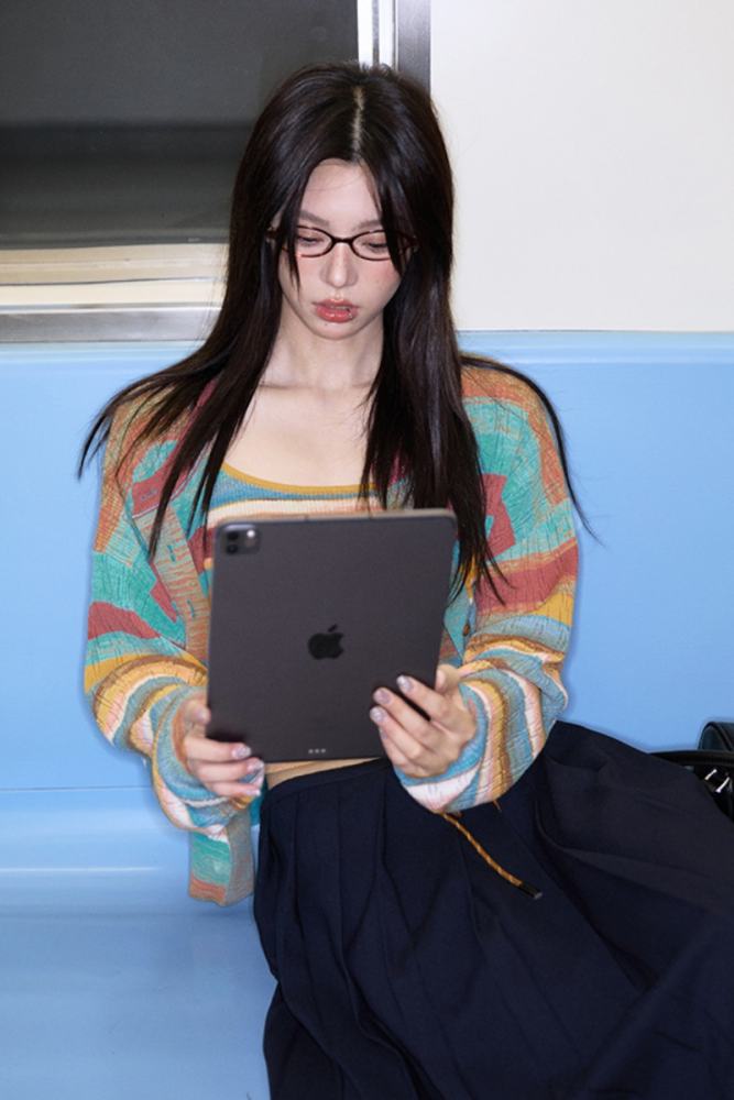 Rainbow Melody Hollowed Cardigan Modern Outfits