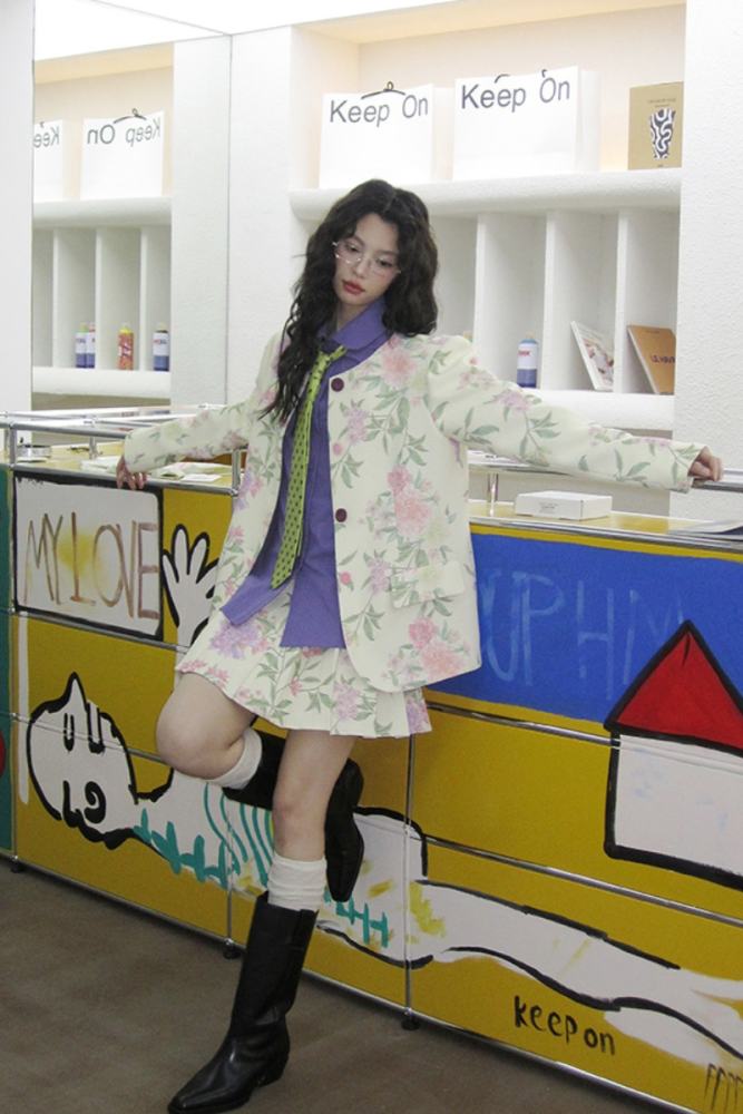 Burrata Floral Print Pleated Skirt Modern Mori Kei Outfits