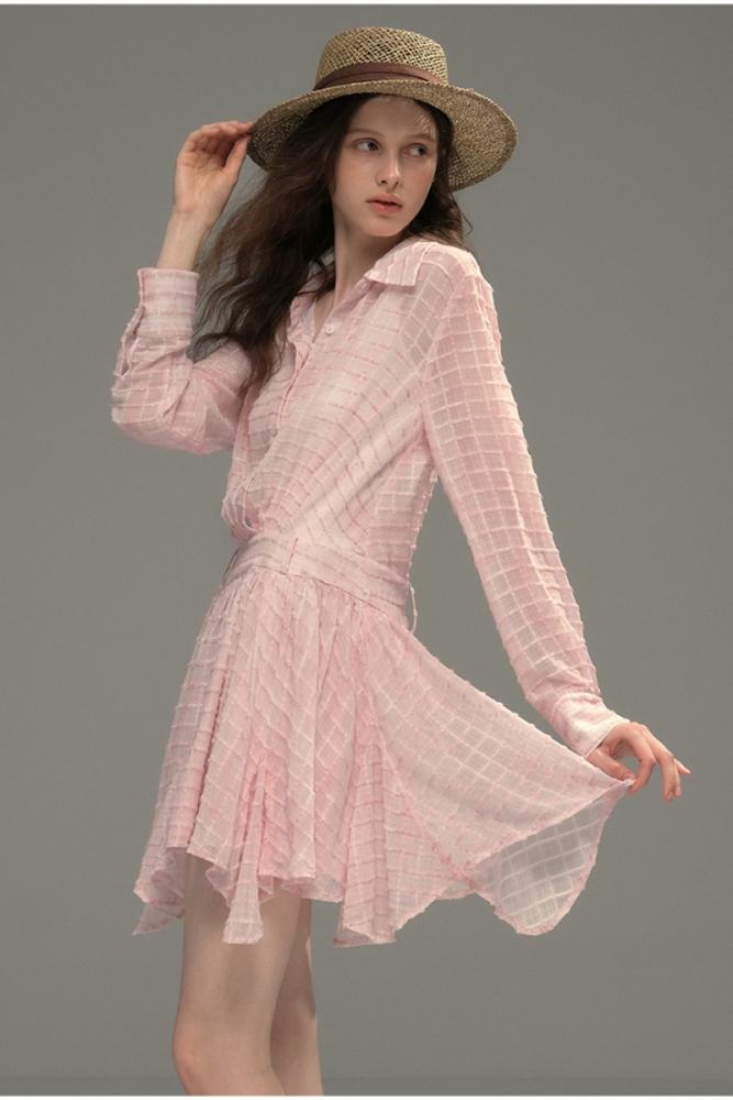 Pink Plaid Shirt Dress Mori Kei Style