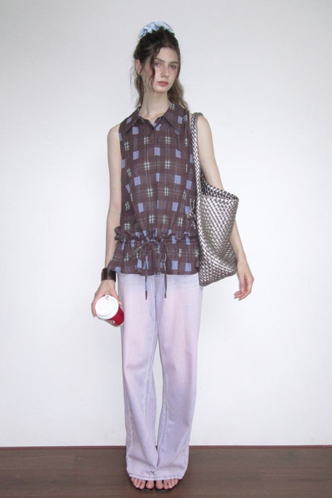 The Diary of Dali Retro Plaid Sleeveless Blouse Mori Kei Fashion