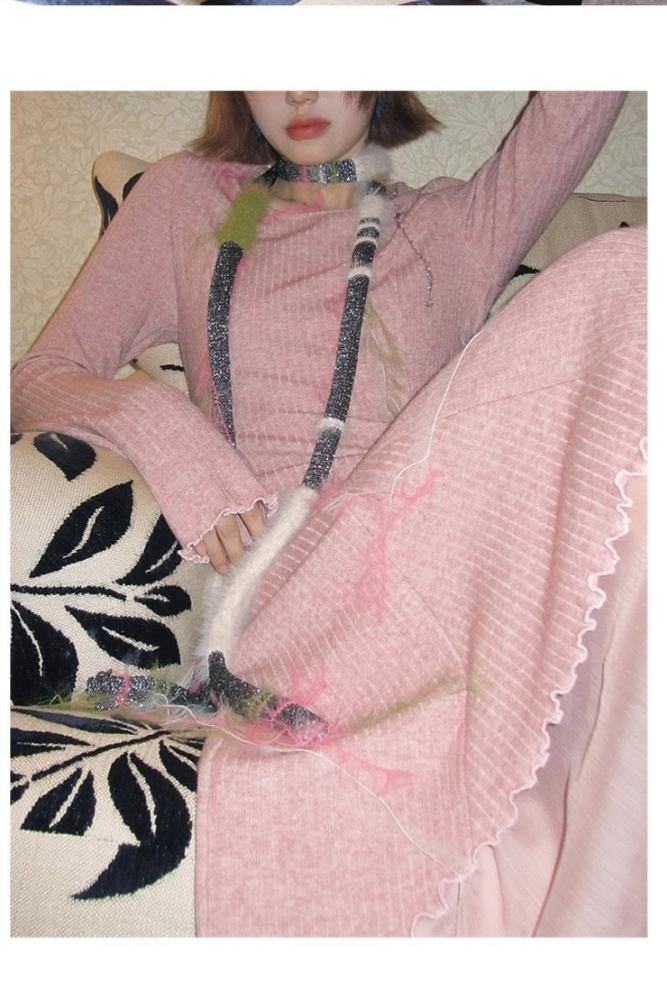 Annie Romance Round Neck High Elasticity Dress Blue Modern Clothes