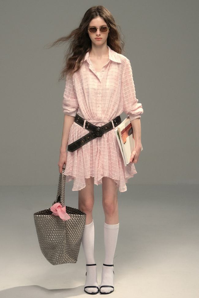 Pink Plaid Shirt Dress Mori Kei Style