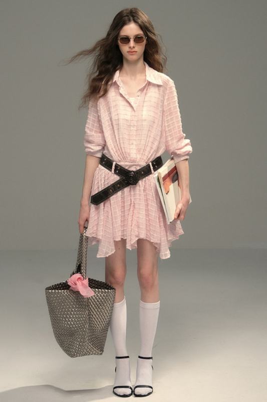 Pink Plaid Shirt Dress Mori Kei Style