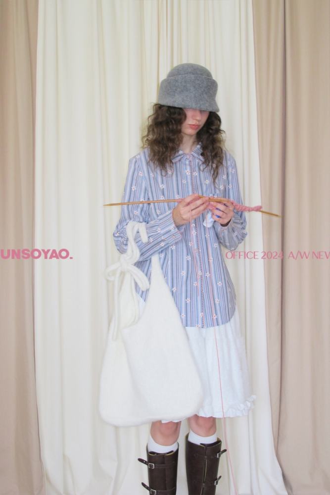 Impressionism Retro Stripe Long Sleeve Blouse Mori Kei Clothes