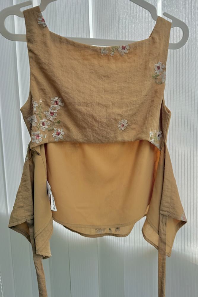 The Clock Hollowed Back Khaki Vest Mori Kei Clothes