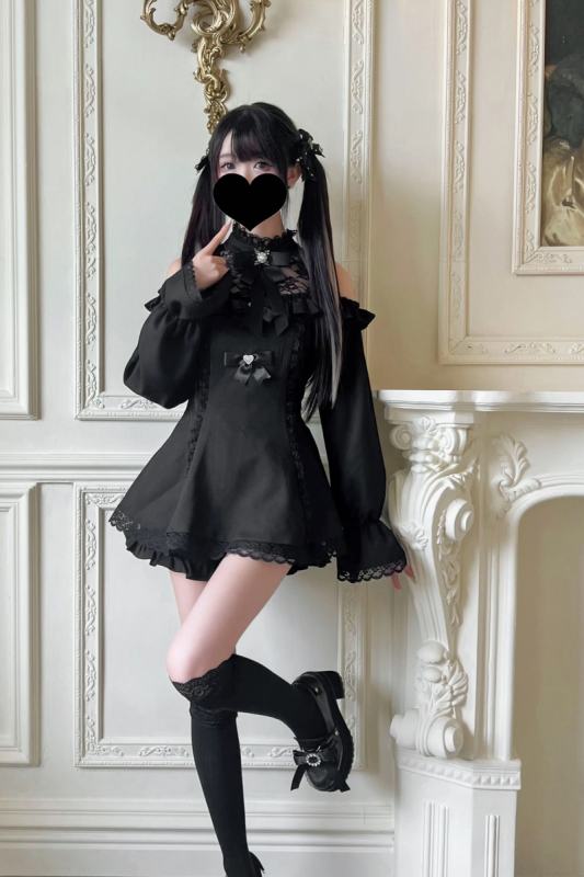 NoGenki Phantom Night Japanese Subculture Set Black Jirai Kei Outfits