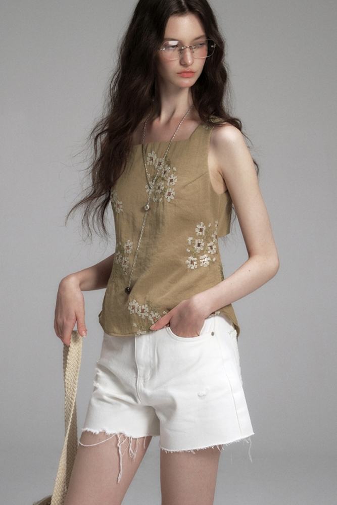 The Clock Hollowed Back Khaki Vest Mori Kei Clothes
