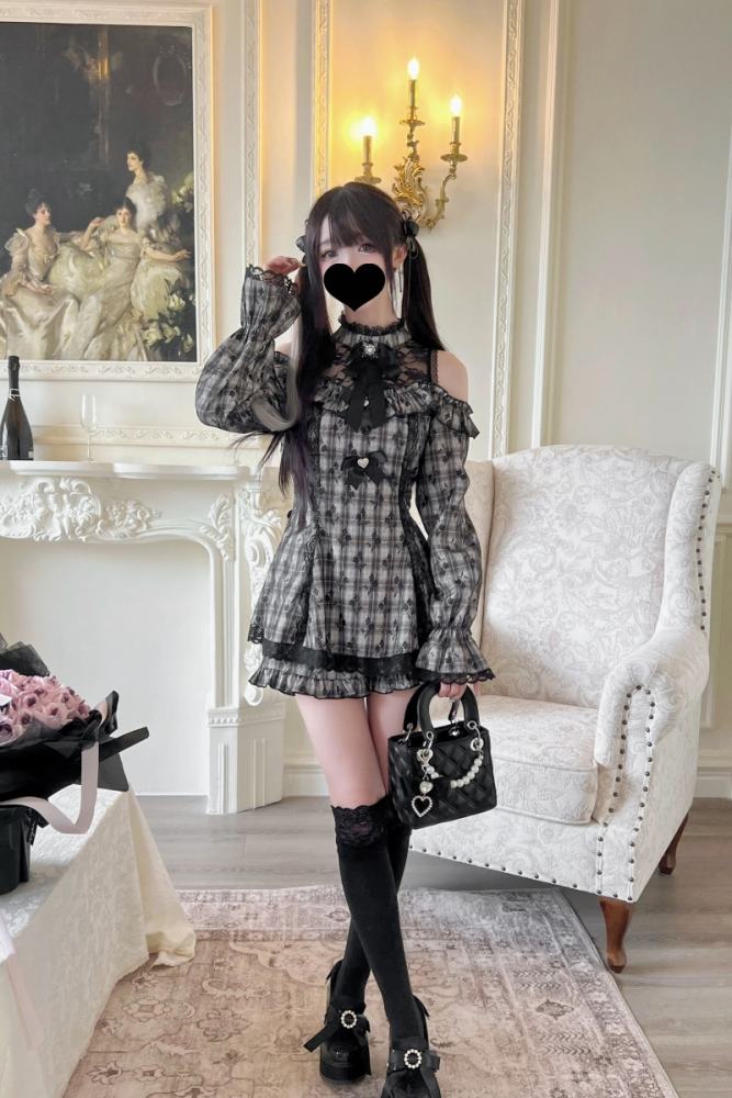 NoGenki Phantom Night Japanese Subculture Set Black Jirai Kei Outfits