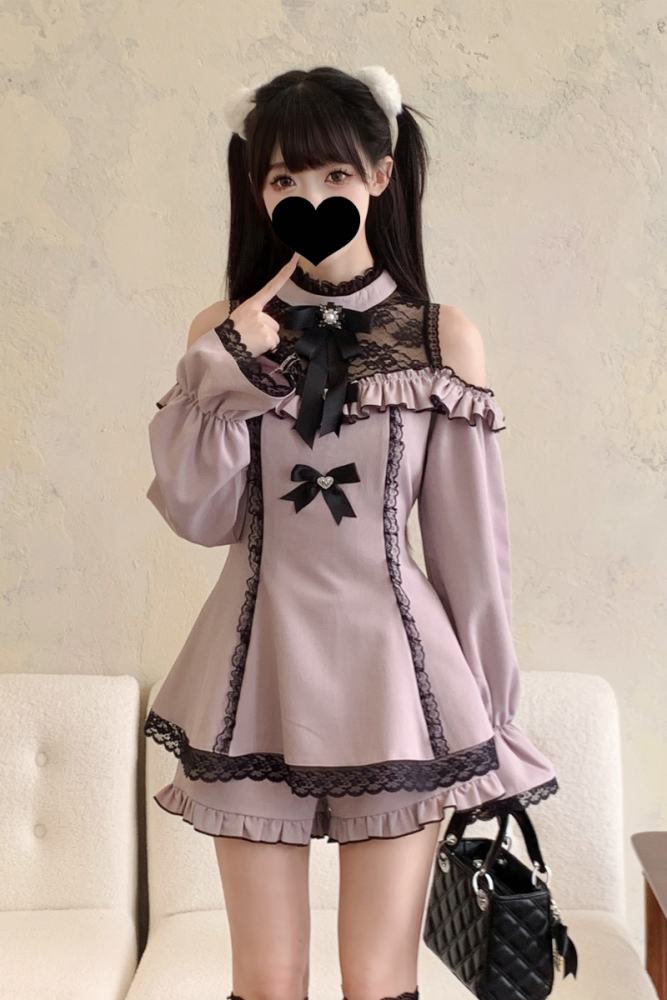 NoGenki Phantom Night Japanese Subculture Set Black Jirai Kei Outfits
