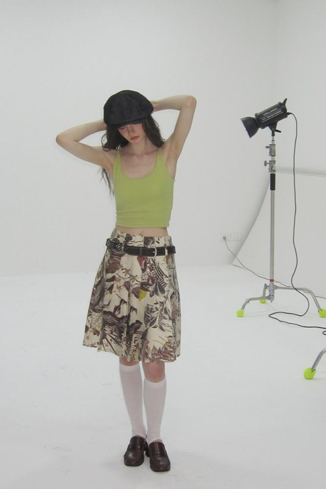 The Romance Print Mid Length Apricot Skirt Mori Kei Outfits