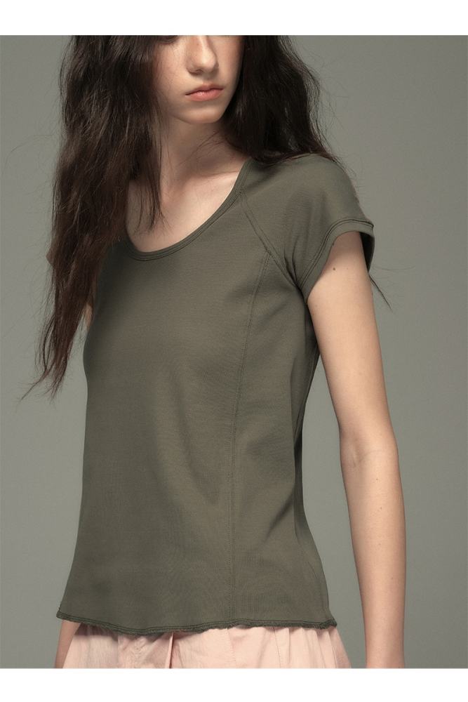 Cool Summer U Neck Top Plaid Bud Skirt Mori Kei Fashion