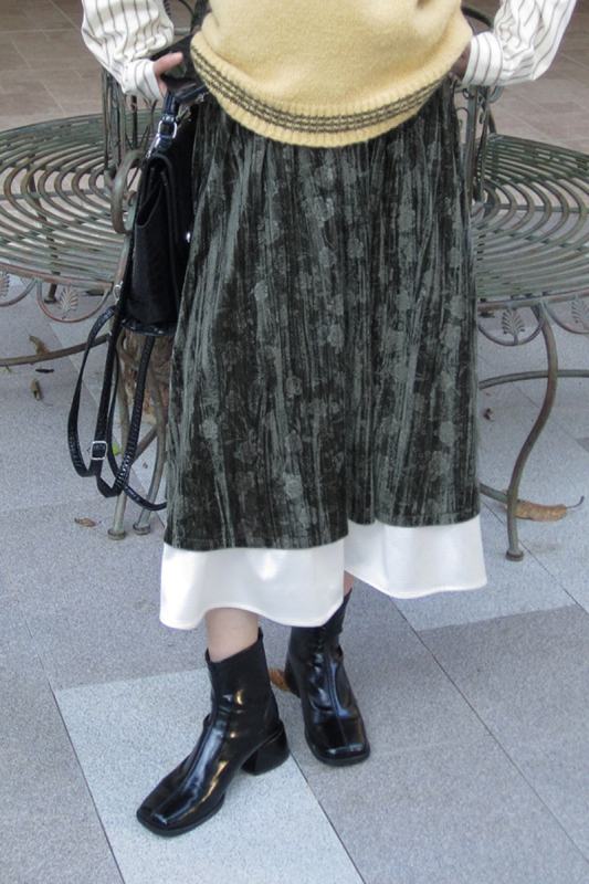 Star Wales Irregular Velvet Patchwork Skirt Mori Kei Style