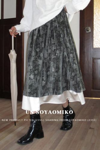 Star Wales Irregular Velvet Patchwork Skirt Mori Kei Style