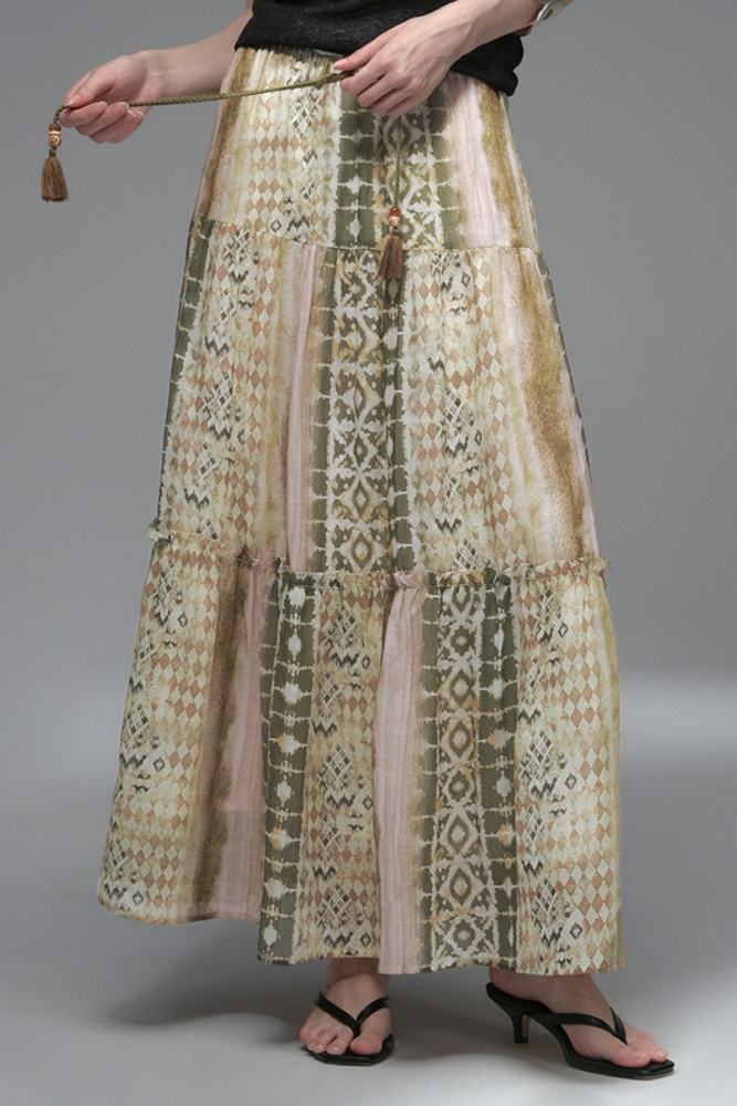 Santorini Letters Bohemian Halter Top Green Skirt Mori Kei Style