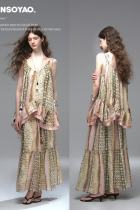 Santorini Letters Bohemian Halter Top Green Skirt Mori Kei Style