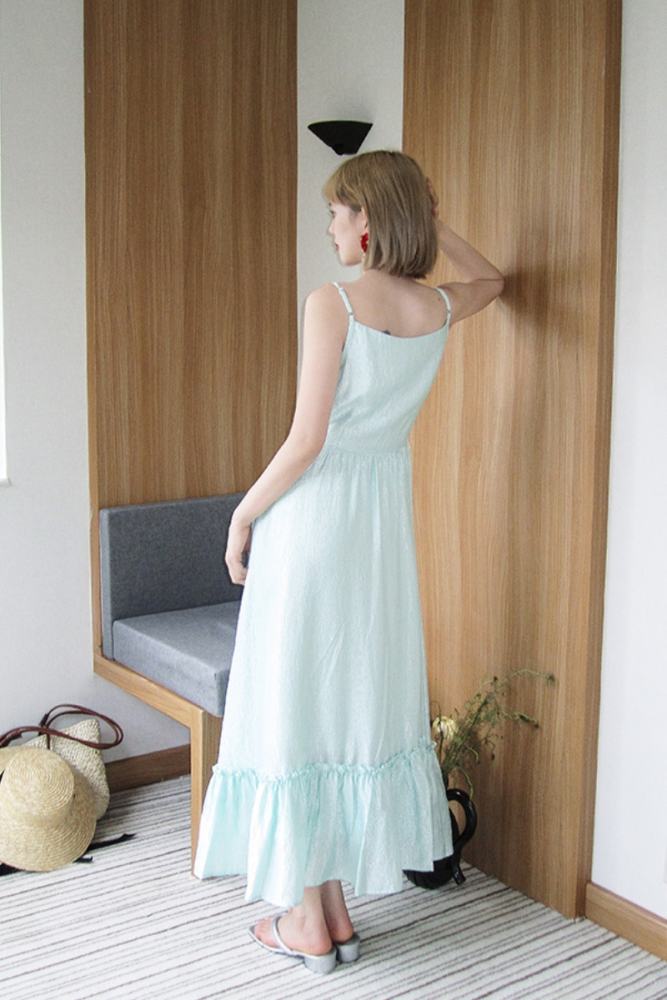 Mint Summer Irregular Patchwork Mint Green Dress Mori Kei Style