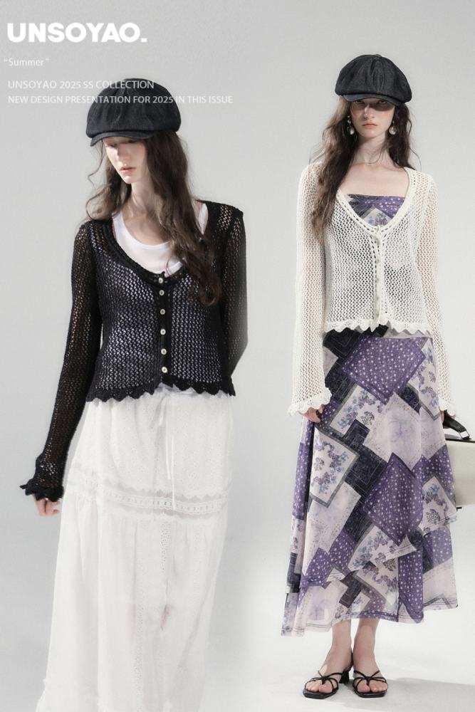 Wind Chimes Summer Hollowed Black Cardigan Mori Kei Clothing
