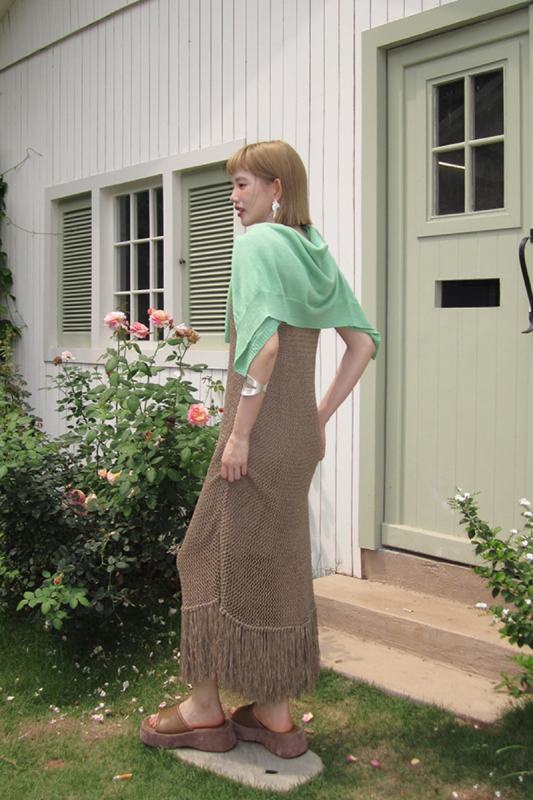 Flowers Stream Tassel Hollowed Vest Dress Mori Kei Clothes