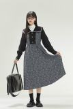 Butterfly Shadow French Lapel Black Dress Mori Kei Fashion