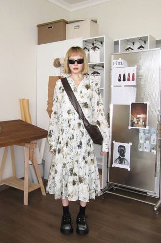 Southern Story Ink Wash Long Sleeve Dress Mori Kei Clothing