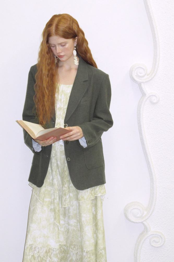 Amber Wood Knitted Irregular Light Green Dress Mori Kei Fashion